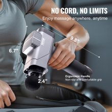 VEVOR Massage Gun Deep Tissue, Percussion Muscle Massager for Athletes - with 8 Speed Levels & 6 Massage Heads, 16V 2500mAh Batteries, Handheld Electric Massage Gun for Pain Relief, Muscle Relaxation