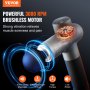 VEVOR massage gun with 3000 rpm brushless motor, 10mm deep massage, 20kg thrust, and high torque.