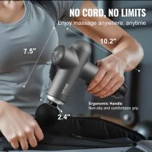 VEVOR Massage Gun Deep Tissue, Muscle Percussion Massage Gun for Athletes, Handheld Massage Gun for Pain Relief, Muscle Relaxation - with 8 Speed Levels & 6 Massage Heads, 24V 2500mAh