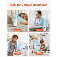 Portable Desk Bladeless Fan 12.99" 6-Speed with Battery for Bedroom & Office