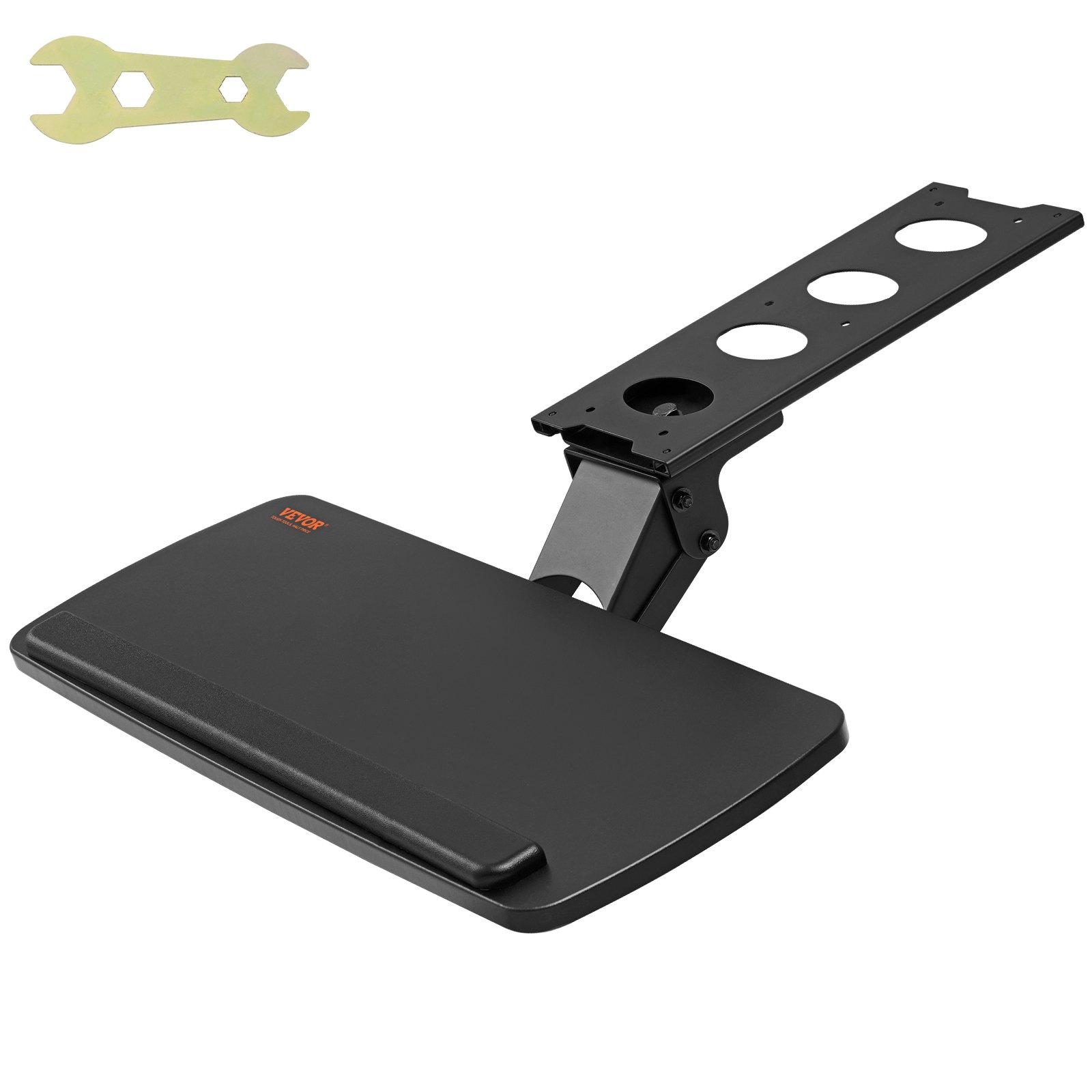 VEVOR keyboard tray with adjustable mount and ergonomic design, includes installation tool.