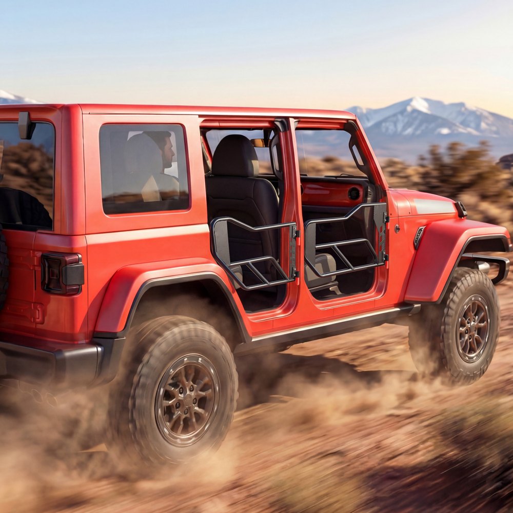 VEVOR Jeep Tube Doors, 4-Door, Compatible with 2018-2026 Jeep Wrangler JL Unlimited & 2020-2026 Gladiator JT, Alloy Steel Off Road Front & Rear Tubular Half Doors with Storage Bag and Rubber Pads