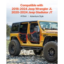 VEVOR 4-Door Jeep Tube Doors Jeep Tubular Door for 2018-2024 Jeep Wrangler JL