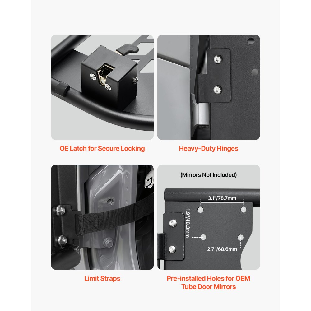 VEVOR Jeep Tube Doors, 4-Door, Hunting Style Jeep Tubular Door with Heavy-Duty Hinges & OE Latch, Jeep Doors with Rubber Pads, Fit for 2018-2024 Jeep Wrangler JL & 2020-2024 Jeep Gladiator JT