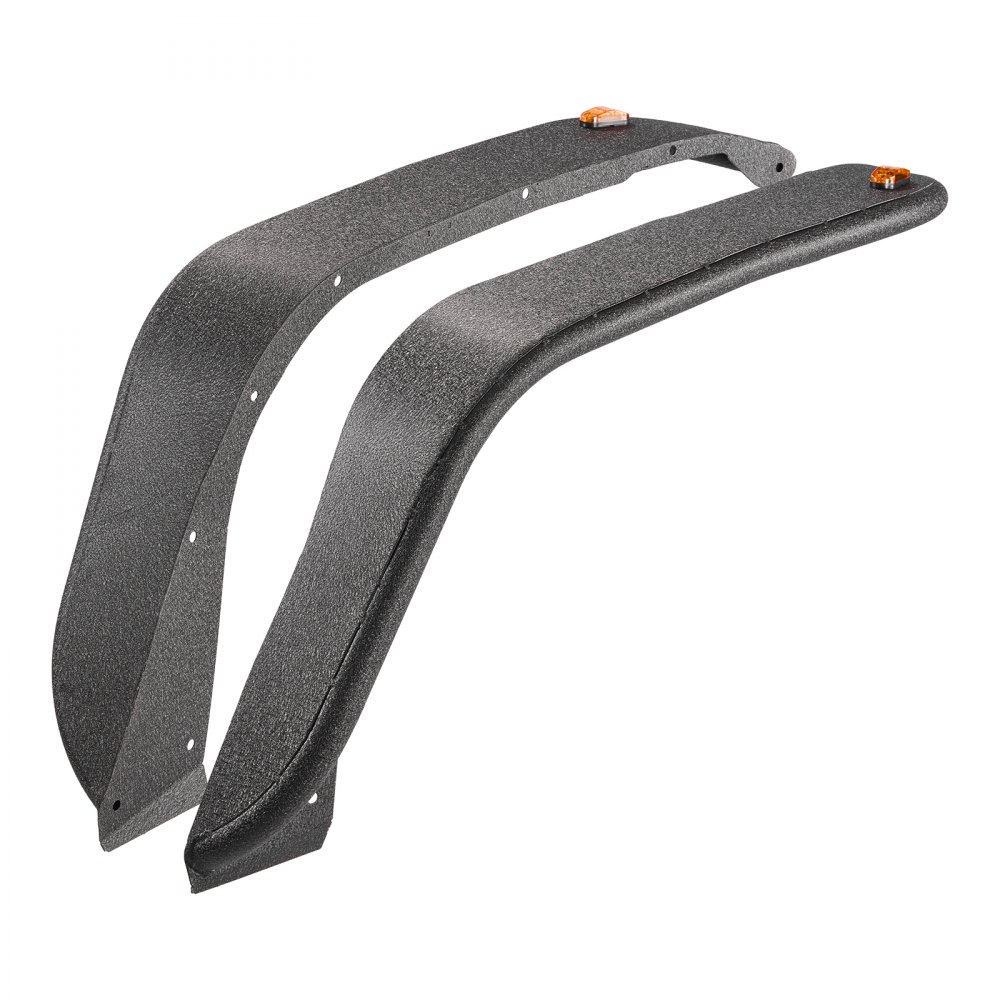 Guardabarros VEVOR, delantero y trasero, compatibles con Jeep JL/JLU 2018-2024 de 2/4 puertas, juego de revestimientos de acero todoterreno con iluminación LED, guardabarros negros de textura fina, pintables para Jeep JL