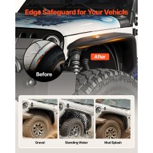 VEVOR Fender Flare, Front & Rear Jeep Fender Flares Compatible with 2018-2024 Jeeps JL/JLU 2/4 Doors, Off-Road Steel Liner Set with LED Lighting, Fine-Textured Black Paintable  Fenders for Jeep JL