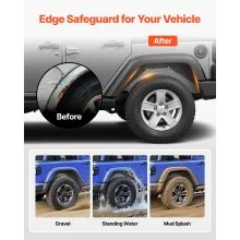 VEVOR Inner Fender Liner, Rear Fender Liner Compatible with 2007-2018 Jeeps JK/JKU 2/4 Doors, Steel Mud Guards Bolt-on Style Fenders Flare, Wheel Well Cover Fenders Flare Liners, Scratch-Resistant
