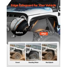 VEVOR Inner Fender Liner, Front & Rear Fender Liner Compatible with 2007-2018 Jeeps JK/JKU 2/4 Doors, Steel Mud Guards Bolt-on Style Fenders Flare, Wheel Well Cover Fenders Flare Liners, Black