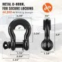VEVOR Off-Road Recovery Kit, 7.6 x 914.4 cm, Heavy Duty Winch Recovery Kit with 13,608 kg Capacity Polyester Tow Strap, 20,000 kg D-Ring Shackles, Storage Bag, for ATVs, Jeeps, Off-Road Vehicles, Trucks