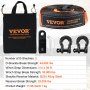 VEVOR Off-Road Recovery Kit, 7.6 x 914.4 cm, Heavy Duty Winch Recovery Kit with 13608 kg Tow Strap, 20000 kg D-Ring Shackles, Shackle Receiver, Storage Bag, for ATVs, Jeeps, Off-Road Vehicles, Trucks