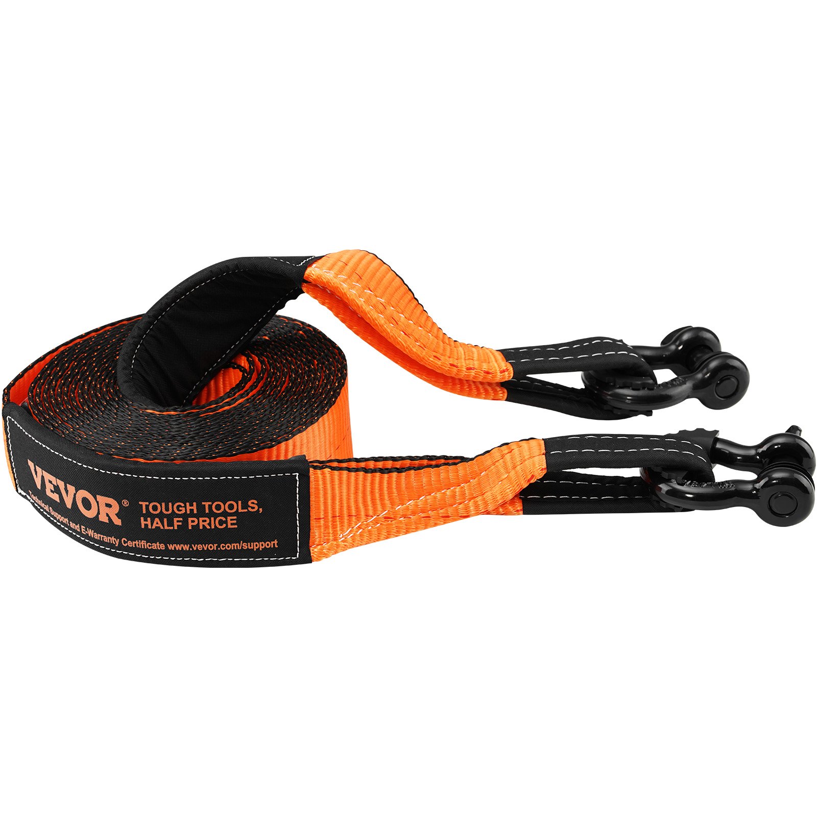 VEVOR Off-Road Recovery Kit, 7.6 x 914.4 cm, Heavy Duty Winch Recovery Kit with 13,608 kg Tow Straps, 20,000 kg D-Ring Shackles, Shackle Receiver, Snatch Block Pulley, Gloves, Storage Bag for ATV Jeep Truck