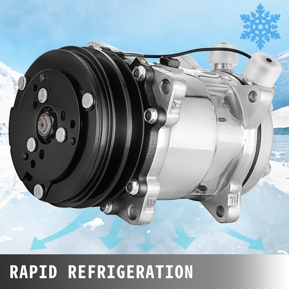 VEVOR AC Compressor SD508 Sanden Style Air Conditioning Compressor V-Belt 2 Groove Pulley A/C Compressor for 1985-1990 Jeep Wrangler Cherokee (For Jeep Wrangler)