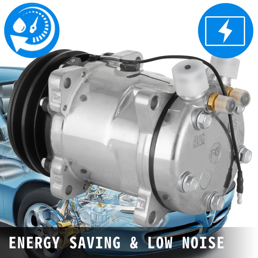 VEVOR AC Compressor SD508 Sanden Style Air Conditioning Compressor V-Belt 2 Groove Pulley A/C Compressor for 1985-1990 Jeep Wrangler Cherokee (For Jeep Wrangler)