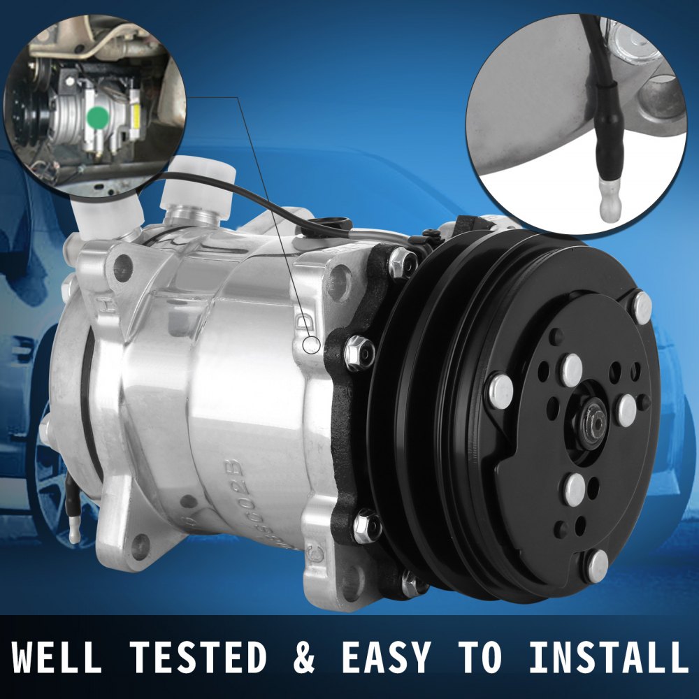 VEVOR AC Compressor SD508 Sanden Style Air Conditioning Compressor V-Belt 2 Groove Pulley A/C Compressor for 1985-1990 Jeep Wrangler Cherokee (For Jeep Wrangler)