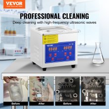 VEVOR 1.3L Ultrasonic Cleaner Machine Stainless Steel Ultrasonic Cleaning Machine Digital Heater Timer Jewelry Cleaning for Commercial Personal Home Use(1.3L)