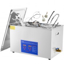 VEVOR 30L ultrahangos tisztítógép rozsdamentes acél ultrahangos tisztítógép digitális fűtés időzítős ékszertisztítás kereskedelmi személyes otthoni használatra (30L)