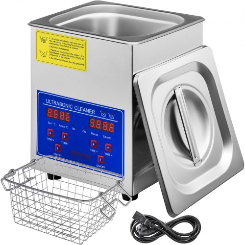 VEVOR Ultrasonic Cleaner 2L Digital Ultrasonic Parts Cleaner with Timer 40kHz Professional 304 Stainless Steel Ultrasonic Cleaner 110V for Jewelry Watch Glasses Diamond Eyeglass Small Parts Cleaning