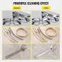 before and after cleaning with VEVOR ultrasonic cleaner: glasses, jewelry, wrench.
