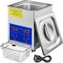 VEVOR ultrasonic cleaner with digital controls, stainless steel basket, and power cord.