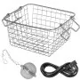 VEVOR ultrasonic cleaner basket with lid, chain ball, and power cord.