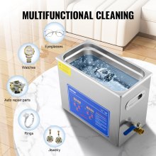 VEVOR Professional Ultrasonic Cleaner, 6 L Ultrasonic Jewelry Cleaner with Digital Timer & Heater, Stainless Steel Industrial Sonic Cleaner 40kHz for Glasses, Watches, Rings, Small Parts