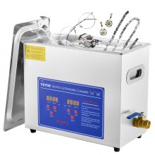 Máquina de limpeza ultrassônica VEVOR, máquina de limpeza ultrassônica de aço inoxidável 6L, com temporizador de aquecedor digital, limpeza de joias para uso doméstico pessoal comercial