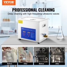 VEVOR Professional Ultrasonic Cleaner, 9.5 L Ultrasonic Jewelry Cleaner with Digital Timer & Heater, Stainless Steel Industrial Sonic Cleaner 40kHz for Glasses, Watches, Rings, Small Parts