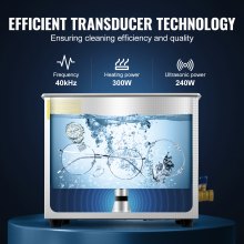 VEVOR 10L ultrahangos tisztítógép rozsdamentes acél ultrahangos tisztítógép digitális melegítő időzítős ékszertisztítás kereskedelmi személyes otthoni használatra (10L)
