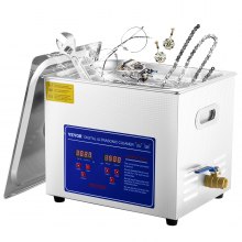VEVOR Ultrasonic Cleaner 10L Jewelry Cleaning with Digital Timer Ultrasonic Cleaning Machine for Jewellery Rings Watches Eyeglasses Dentures Coins Metal Parts Commercial and Home Use Silver