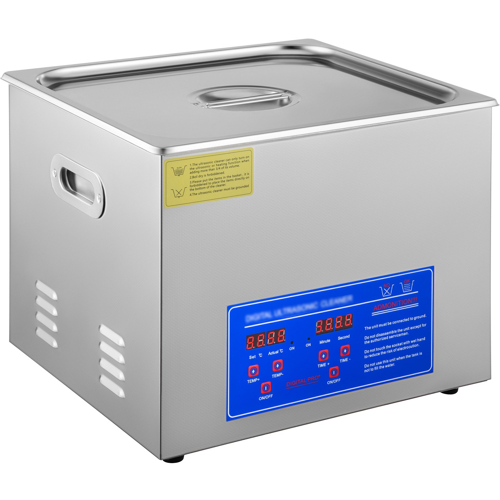 VEVOR 15L Ultrasonic Cleaner with Digital Timer&Heater Professional Ultrasonic Cleaner 40kHz Advanced Ultrasonic Cleaner 110V for Wrench Screwdriver Repairing Tools Industrial Parts Mental Cleaning