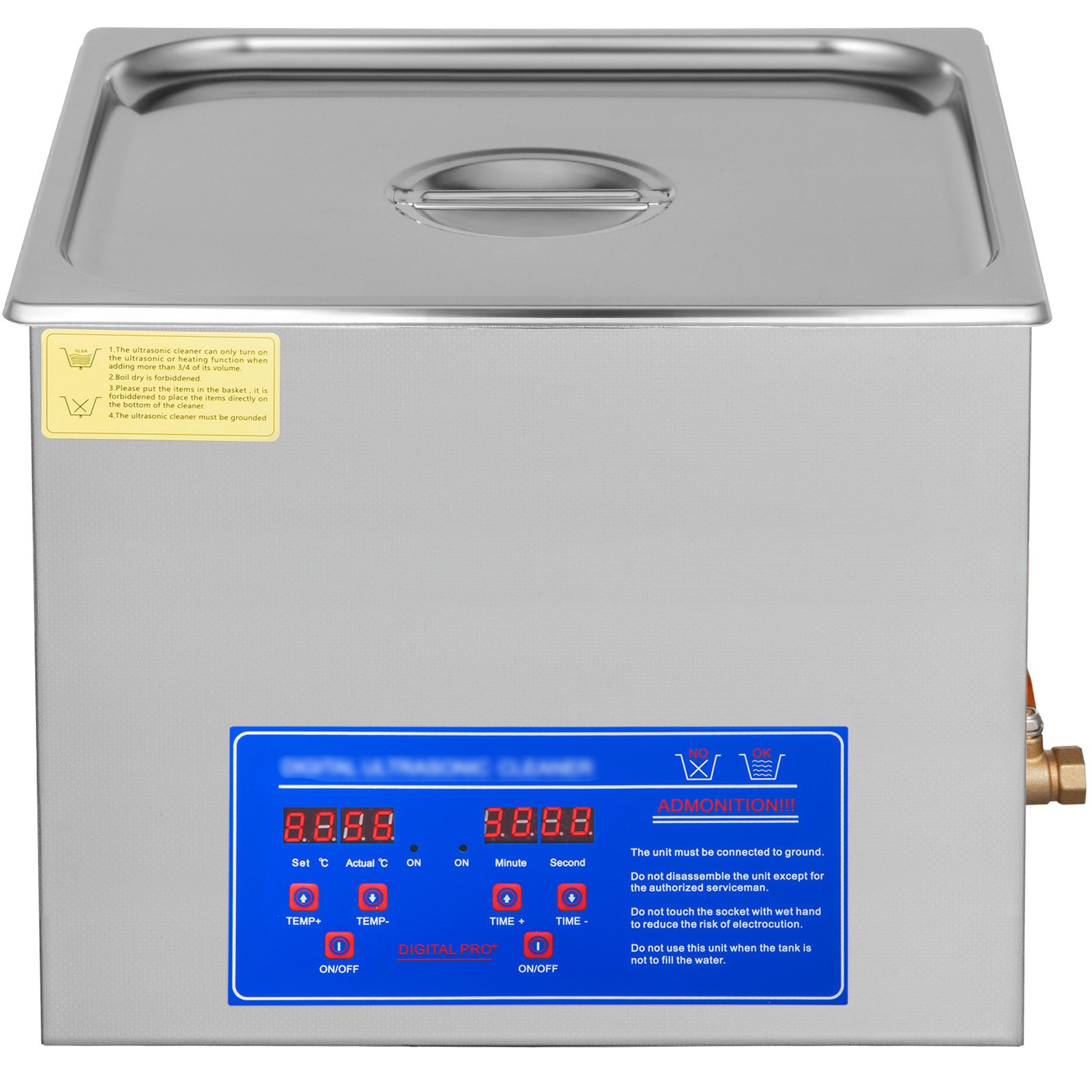 VEVOR 15L Ultrasonic Cleaner with Digital Timer&Heater Professional Ultrasonic Cleaner 40kHz Advanced Ultrasonic Cleaner 110V for Wrench Screwdriver Repairing Tools Industrial Parts Mental Cleaning