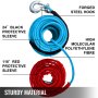 VEVOR Synthetic Winch Rope 3/8in x 100ft, Winch Line Cable with G70 Hook 18,740lbs Working Strength, 12 Strands, Synthetic Winch Cable with Protective Sleeve, for Vehicles Towing, Blue