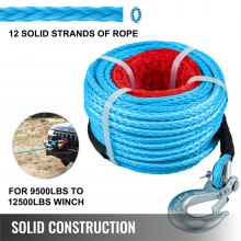 VEVOR Synthetic Winch Rope Winch Line Cable 9.5 mm 30.48 m 8500 kg for Tow Blue
