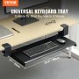 VEVOR Clamp on Keyboard Tray Under Desk, Desk Keyboard Tray Slide out with Sturdy No-drill C Clamp Mount, Large 26.8 x 11 inch Slide-out Computer Drawer for Typing in Home, Office Work