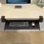 VEVOR keyboard tray under desk with keyboard and mouse, modern workspace with wooden floor.