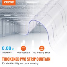 VEVOR Strip Curtain, 150' Length x 8" Width x 0.08" Thickness, Clear Ribbed PVC Curtain Strip Door Bulk Roll, Plastic Door Strips for Doorways of Supermarket, Garage, Warehouse, Barn, Pet Animal House