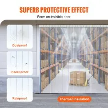 VEVOR Strip Curtain, 150' Length, 8" Width, 0.08" Thickness, Clear Ribbed Plastic Door Strips, PVC Curtain Strip Door Bulk Roll for Warehouses, Factories, Supermarkets, Shopping Malls, Halls, Garages