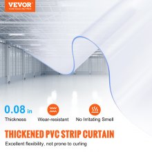 VEVOR Strip Curtain, 150' Length, 8" Width, 0.08" Thickness, Clear Smooth Plastic Door Strips, PVC Curtain Strip Door Bulk Roll for Warehouses, Factories, Supermarkets, Shopping Malls, Halls, Garages