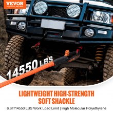 VEVOR Synthetic Soft Shackle, 1/2" x 22" (2 Pack) 44092 lbs (20 Ton) Breaking Strength Recovery Tow Shackles with Extra 2 Sleeves & Storage Bag for UTV, ATV, Trucks, Jeep, Off-Road Vehicles, Orange