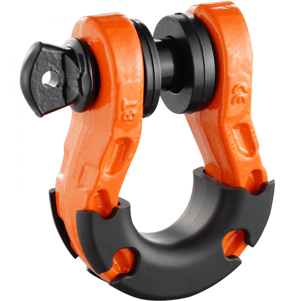 VEVOR D-Ring Shackle, 2 Pack 19.05 mm Alloy Steel Shackles 30 Ton Break Strength with 22 mm Screw Pin, Isolators & Washers Kit, Heavy Duty Off Road Vehicle Recovery Shackle for Jeep Truck, Orange