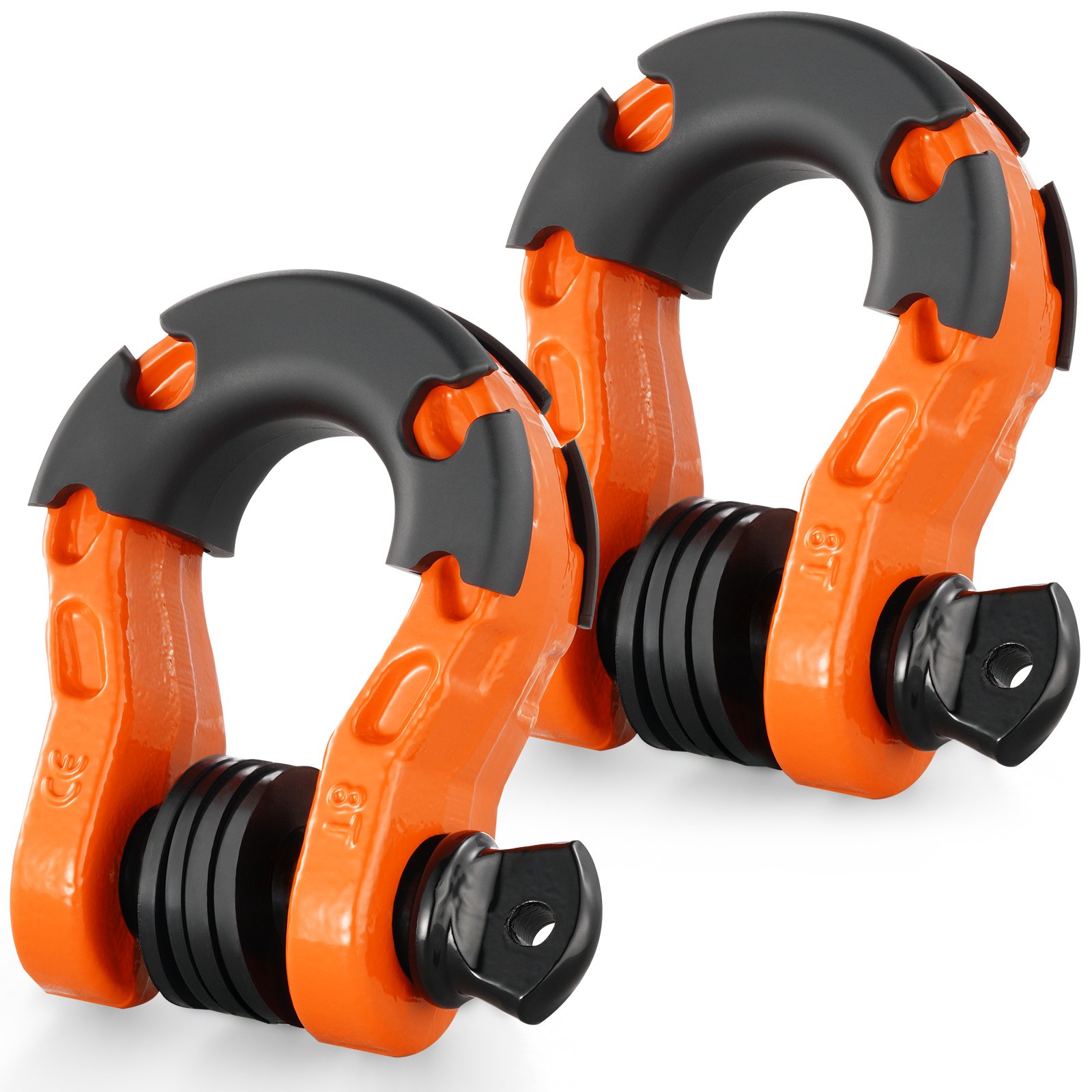 VEVOR D-Ring Shackle, 2 Pack 19.05 mm Alloy Steel Shackles 30 Ton Break Strength with 22 mm Screw Pin, Isolators & Washers Kit, Heavy Duty Off Road Vehicle Recovery Shackle for Jeep Truck, Orange