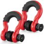 VEVOR 3/4" D-Ring Shackle, 2 Pack Alloy Steel Shackles 62832 lbs (28.5 Ton) Break Strength with 7/8" Screw Pin, Isolators & Washers, Heavy Duty Off Road Vehicle Recovery Shackle for Jeep Truck, Red