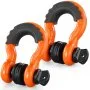 VEVOR D-Ring Shackle, 2 Pack 19.05 mm Alloy Steel Shackles 28.5 Ton Break Strength with 22 mm Screw Pin, Isolators & Washers Kit, Heavy Duty Off Road Vehicle Recovery Shackle for Jeep Truck, Orange