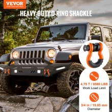 VEVOR 3/4" D-Ring Shackle, 2 Pack Alloy Steel Shackles 62832 lbs (28.5 Ton) Break Strength with 7/8" Screw Pin, Isolators & Washers, Heavy Duty Off Road Vehicle Recovery Shackle for Jeep Truck, Orange