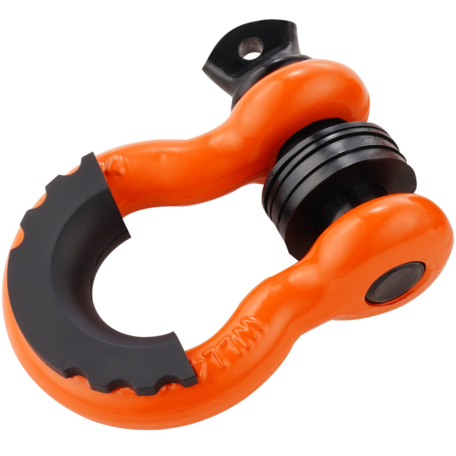 bright orange VEVOR d-ring shackle with black pin and textured grip.