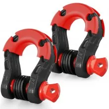 VEVOR 3/4" D-Ring Shackle, 2 Pack Alloy Steel Shackles 66139 lbs (30 Ton) Break Strength with 7/8" Screw Pin, Isolators & Washers, Heavy Duty Off Road Vehicle Recovery Shackle for Jeep Truck, Black