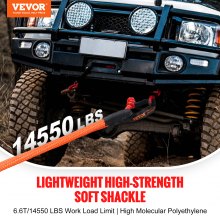 VEVOR Soft Shackle Synthetic Recovery Rope 2PCS 1/2"x22" 44092lbs Break Strength
