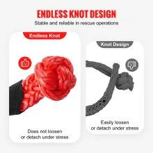 VEVOR Soft Shackle Synthetic Recovery Rope 2PCS 1/2"x22" 44092lbs Break Strength