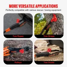 VEVOR Soft Shackle Synthetic Recovery Rope 2PCS 1/2"x22" 44092lbs Break Strength