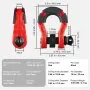 VEVOR D-Ring Shackle, 2 Pack 19.05 mm Alloy Steel Shackles 30 Ton Break Strength with 22 mm Screw Pin, Isolators & Washers Kit, Heavy Duty Off Road Vehicle Recovery Shackle for Jeep and Truck, Red